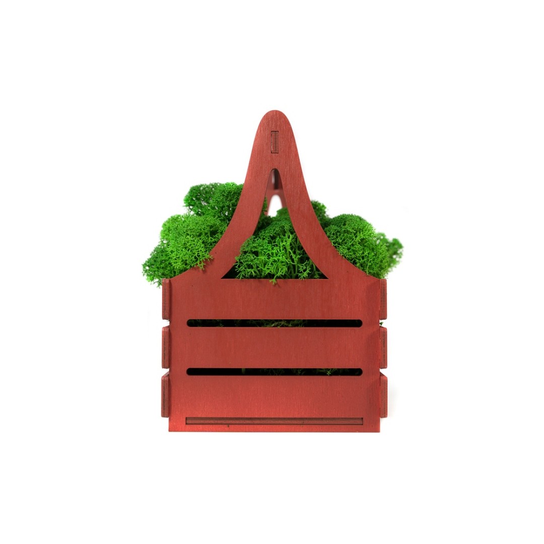 Композиция "Корзинка со мхом", темно-красный