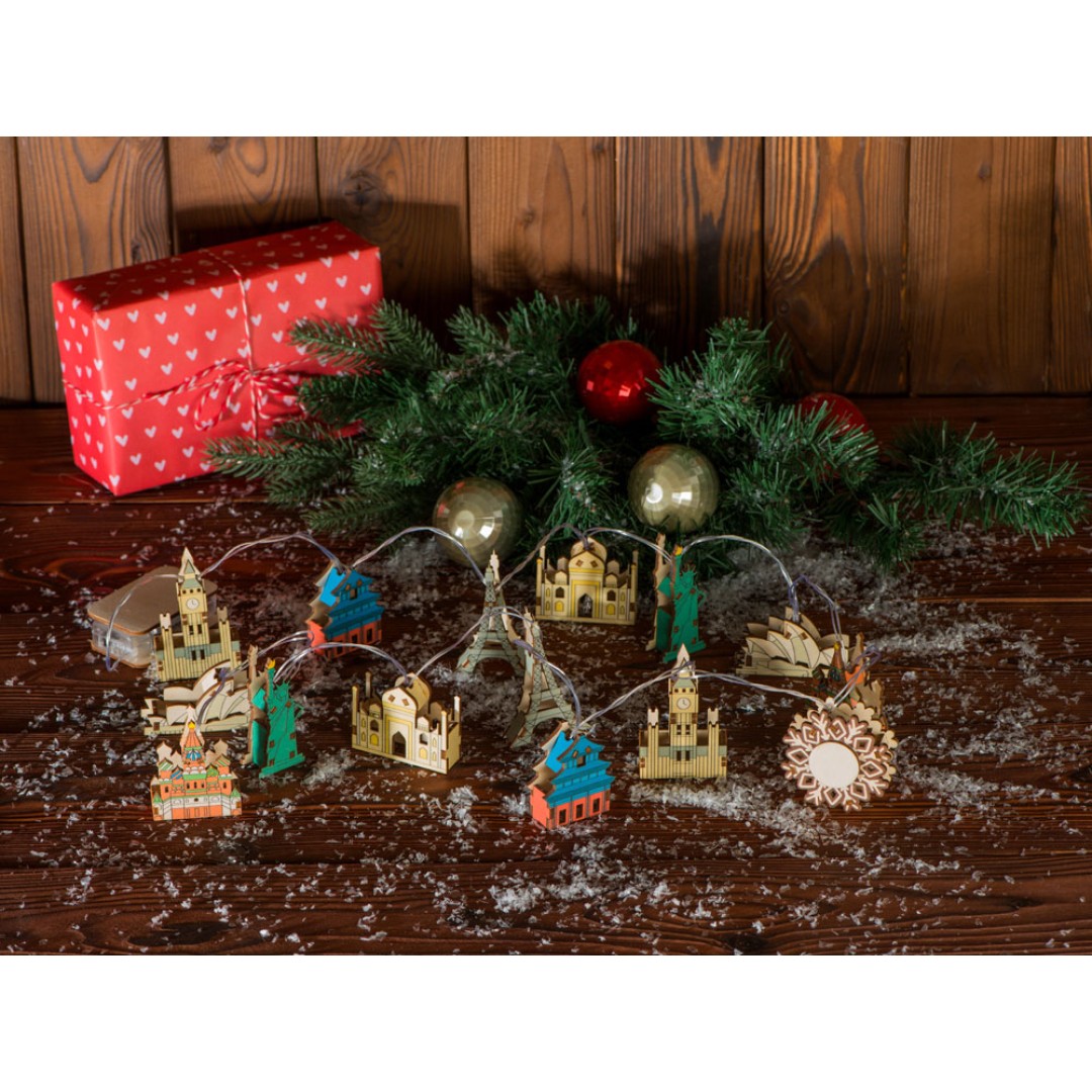 Ёлочная гирлянда с лампами «Достопримечательности мира»