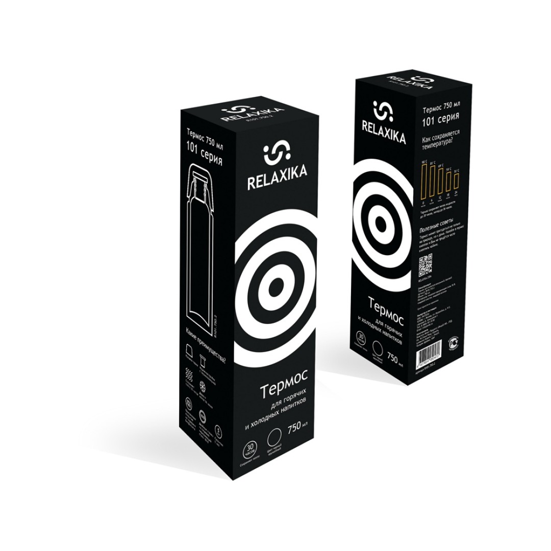 Термос Relaxika 101 (0,75 литра), черный (без лого)
