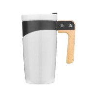 Керамическая кружка с ручкой из дерева «Grotto», белый