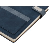 Бизнес блокнот А5 "Freya" с клапаном и карманом для визиток, твердая обложка, 128 листов, синий и темно