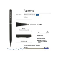 Ручка "Palermo" шариковая  автоматическая, черный металлический корпус, 0,7 мм, синяя