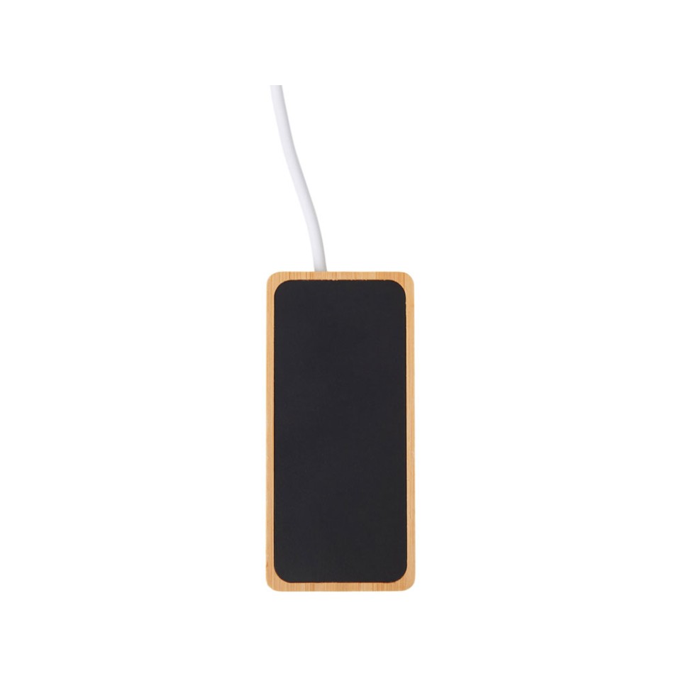 USB хаб с подсветкой лого «Reedia S5», 3*USB, 1*Type C, бамбук, черный