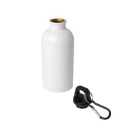 Одностенная бутылка для воды с карабином Oregon, изготовленная из нержавеющей стали, сертифицированной по стандарту RCS, объемом 400 мл - Белый