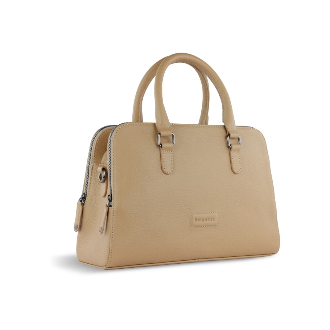 Сумка женская BUGATTI Elsa, песочного цвета, воловья кожа/полиэстер, 32х13х22 см