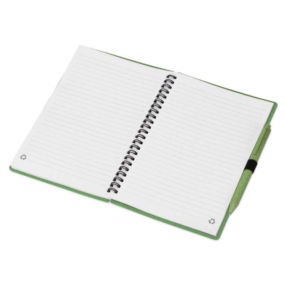 Блокнот А5 «Toledo M», зеленый + ручка шариковая «Pianta» из пшеничной соломы, зеленый