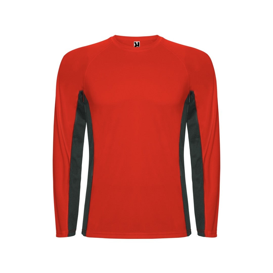 Футболка "Shanghai " мужская с длинным рукавом, красный/графитовый