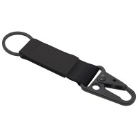 Брелок-ремувка "Carabinier" из ткани с вставкой из экокожи и карабином, черный