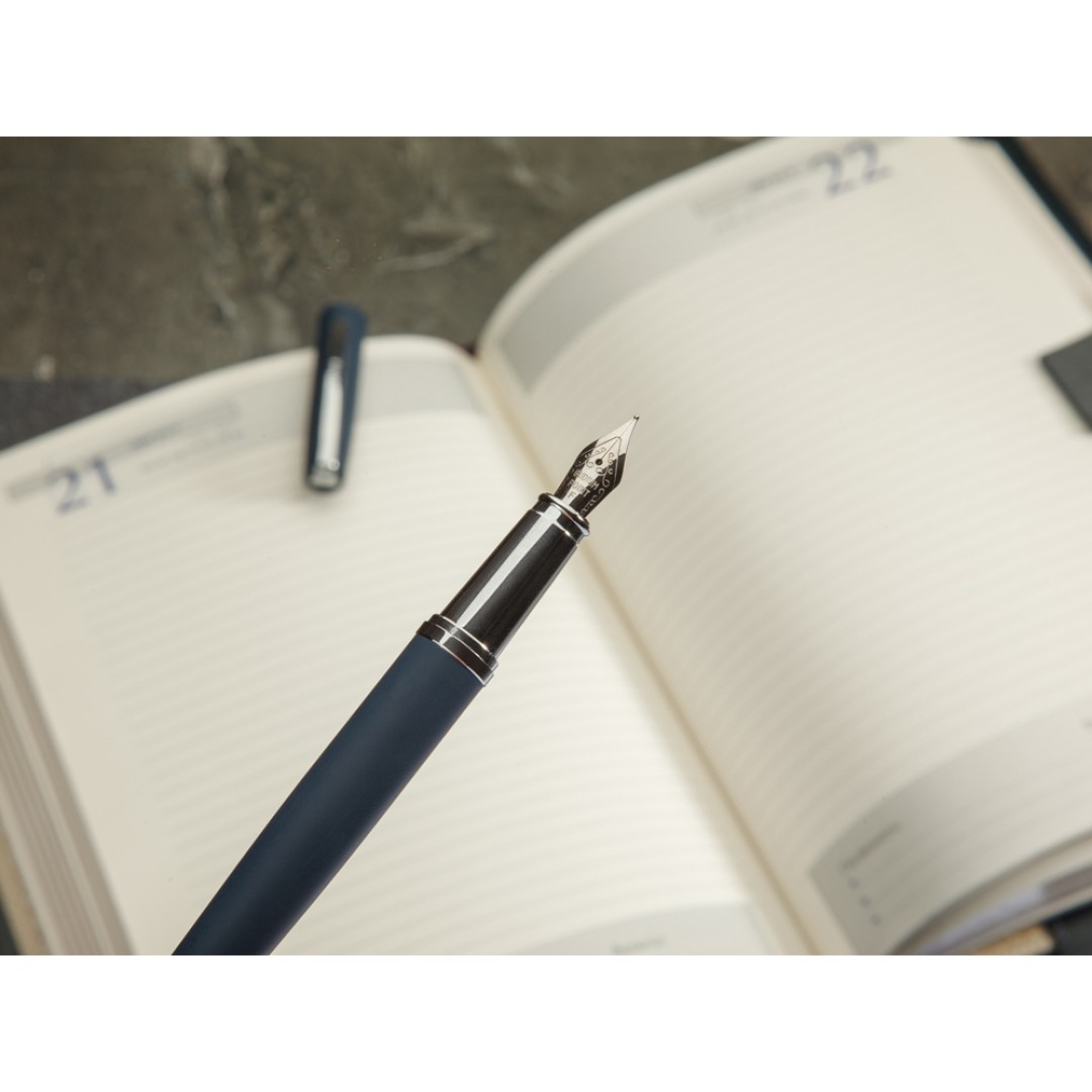 Ручка металлическая перьевая "Sienna" софт-тач, синий