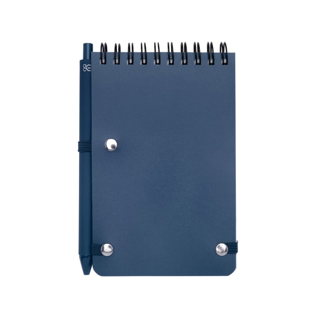 Блокнот Thalaasa формата А6 в твердой обложке из океанического пластика с шариковой ручкой - Синий