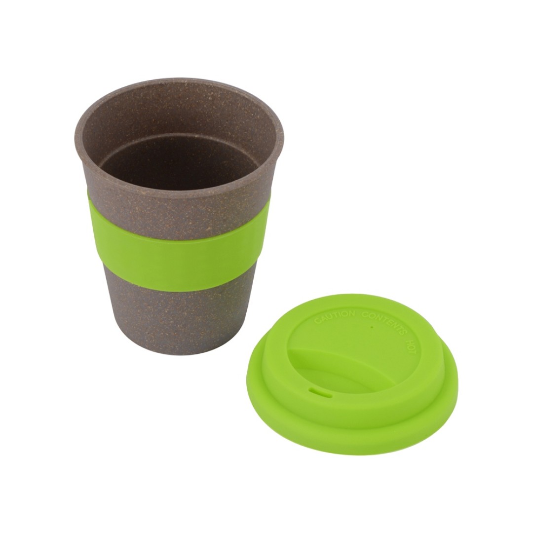 Стакан с силиконовой крышкой "Cafe", зеленое яблоко