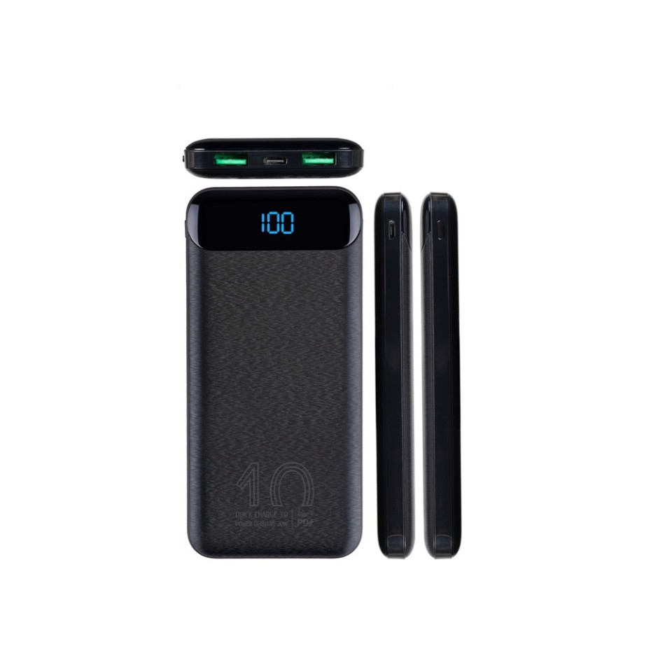 VA2540 (10 000mAh), QC/PD 20W внешний аккумулятор с дисплеем, черный