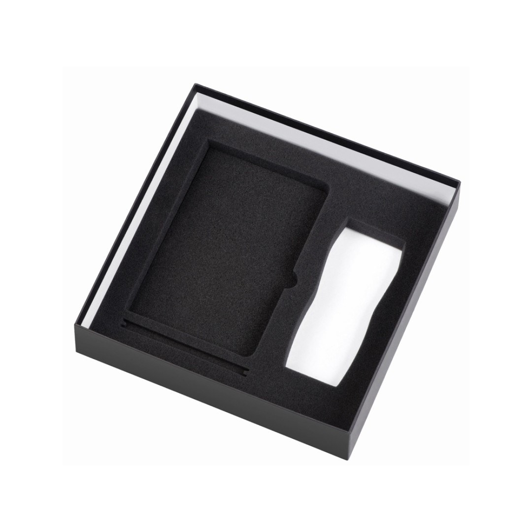 Подарочный набор с блокнотом С3, металлической ручкой и термокружкой, темно-синий