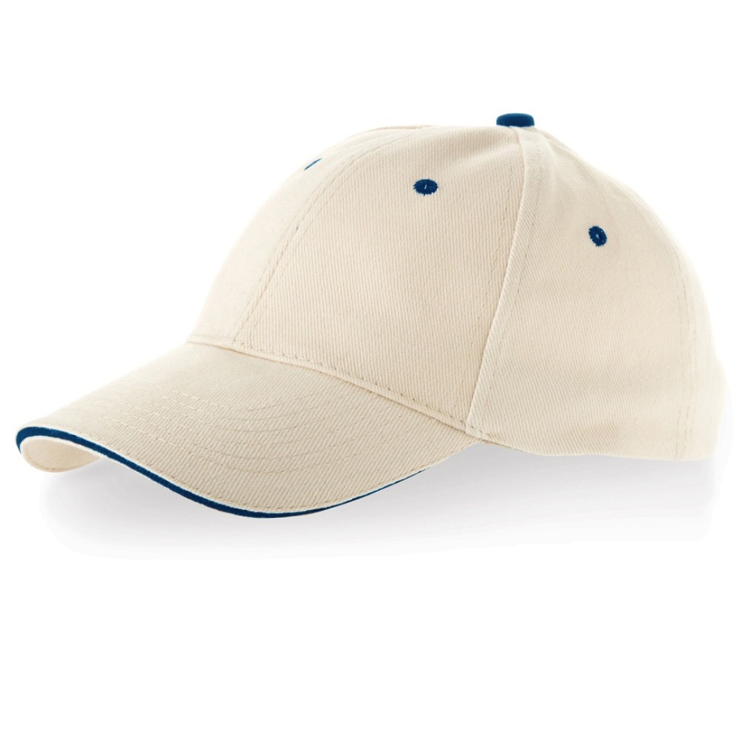 Бейсболка "New Castle" 6-ти панельная, натуральный/синий