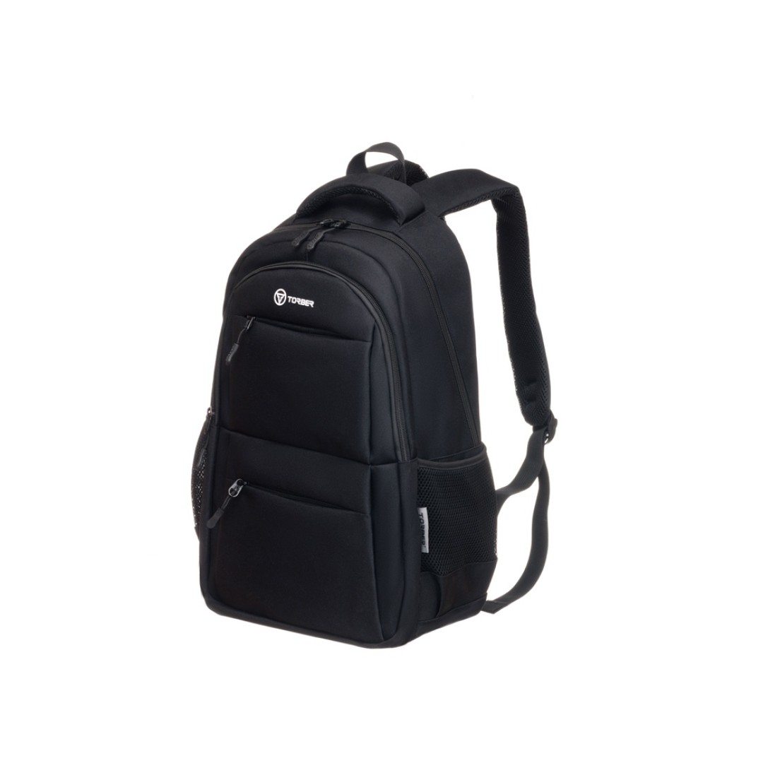 Рюкзак TORBER CLASS X, черный, полиэстер 900D, 45 x 30 x 18 см + Мешок для сменной обуви в подарок!