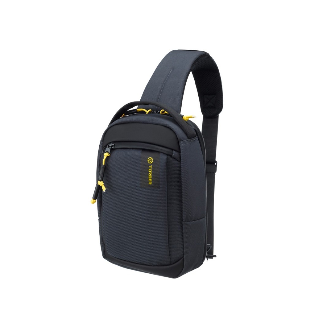 Рюкзак TORBER VOYAGE на одно плечо, серый, полиэстер 900D, 20х10х30 см, 5 л