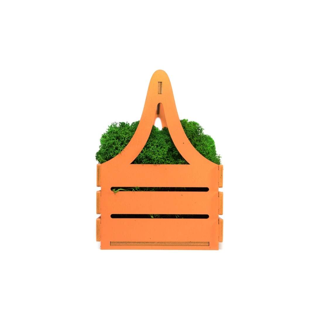 Композиция "Корзинка со мхом", оранжевый