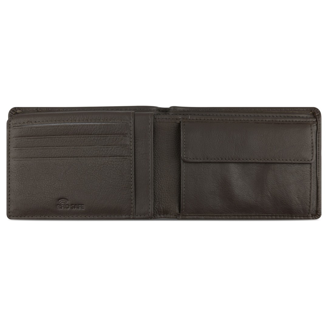 Портмоне BUGATTI Banda, с защитой данных RFID, коричневое, кожа/полиэстер, 12,5х2х9 см