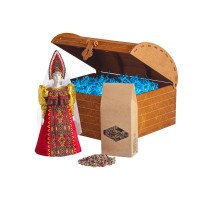 Подарочный набор: кукла фарфоровая, чай "Малина с мятой", красный