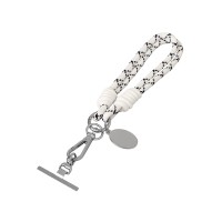 Брелок-браслет "Bohemian" c металлическим держателем для телефона, бело-черный