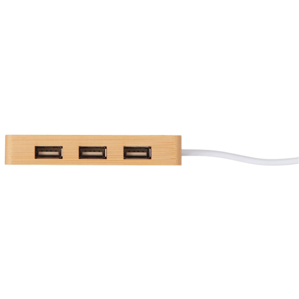 USB хаб с подсветкой лого «Reedia S5», 3*USB, 1*Type C, бамбук, черный