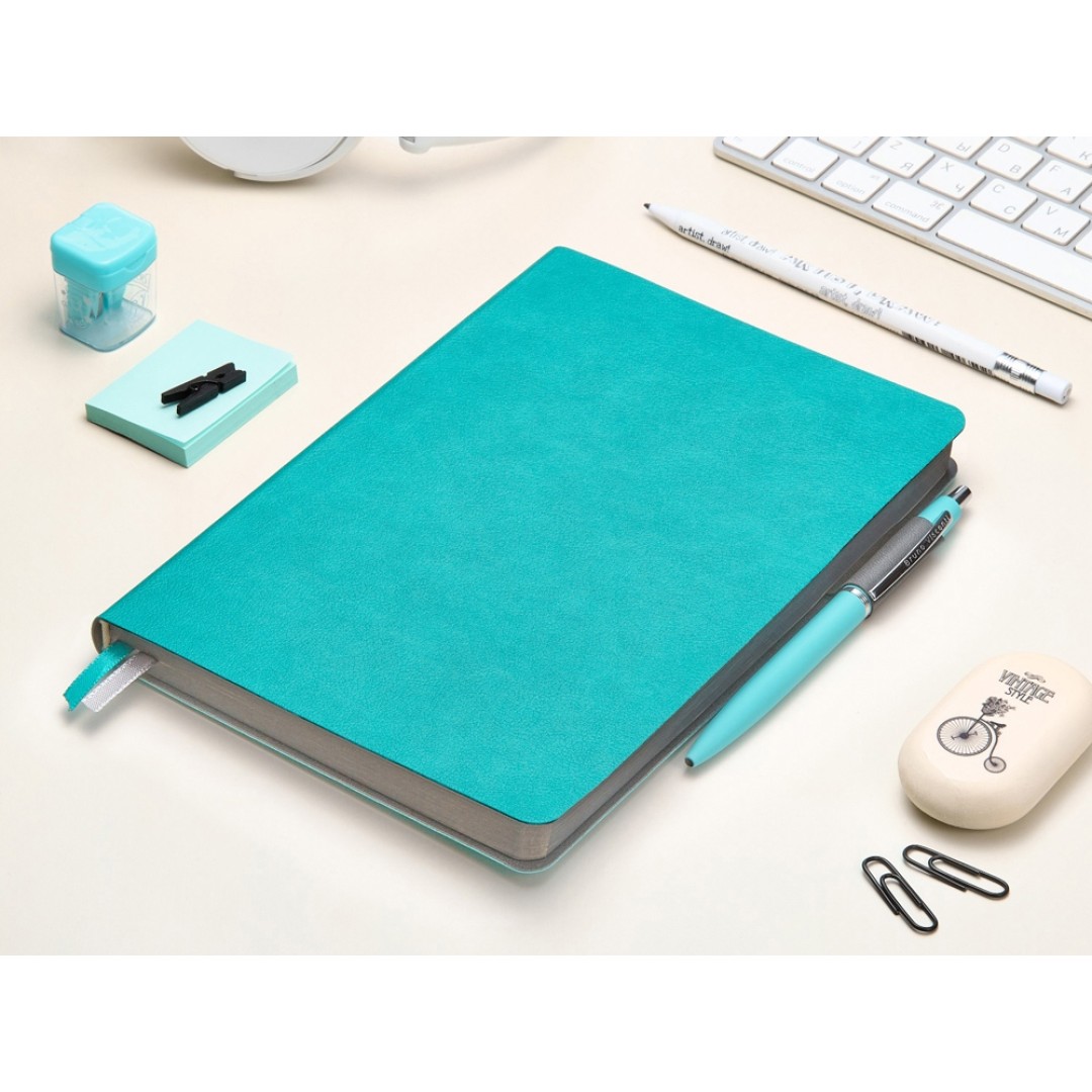 Ежедневник А5 датированный "Boston" 2026, морская волна с серым обрезом