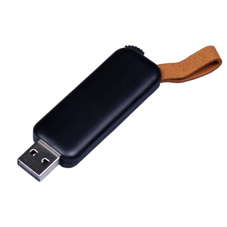 USB-флешка промо на 64 Гб прямоугольной формы, выдвижной механизм, черный