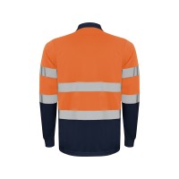 Поло "Polaris" мужское c длинным рукавом, нэйви/неоновый оранжевый