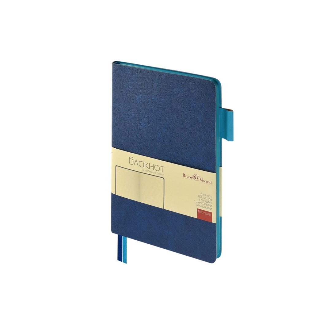 Блокнот А5 "Boston", синий с голубым срезом