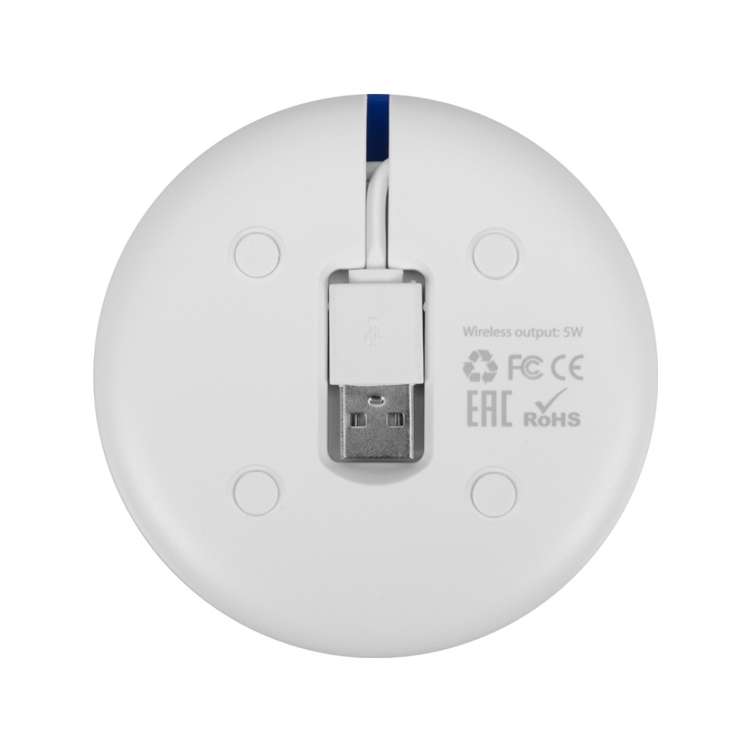 Беспроводное зарядное устройство со встроенным кабелем 2-в-1 "Disc", синий