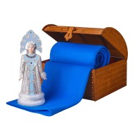 Подарочный набор: кукла фарфоровая, плед флисовый, голубой/синий