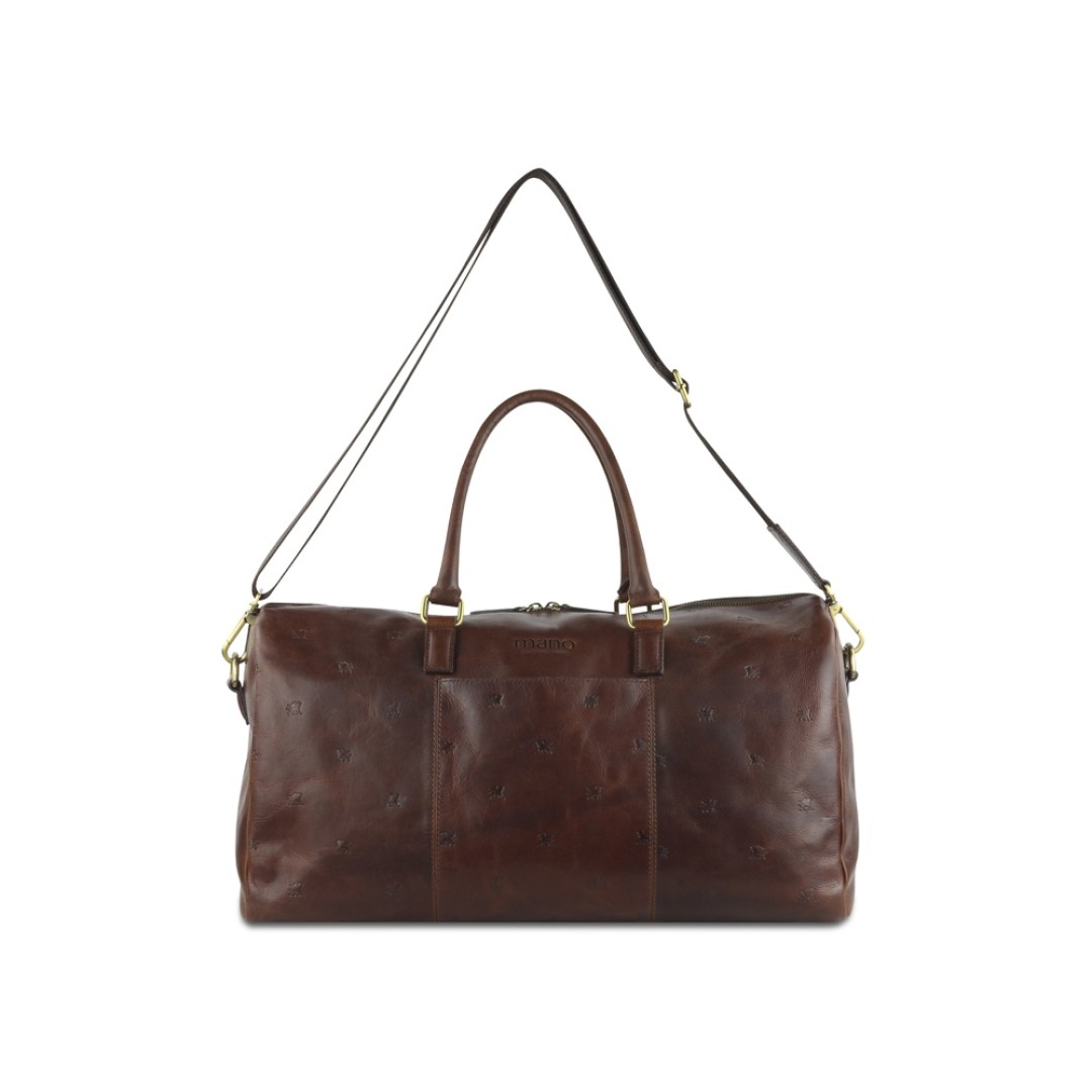 Сумка дорожная Mano "Don Leon", натуральная кожа в коричневом цвете, 50 х 27 х 24 см