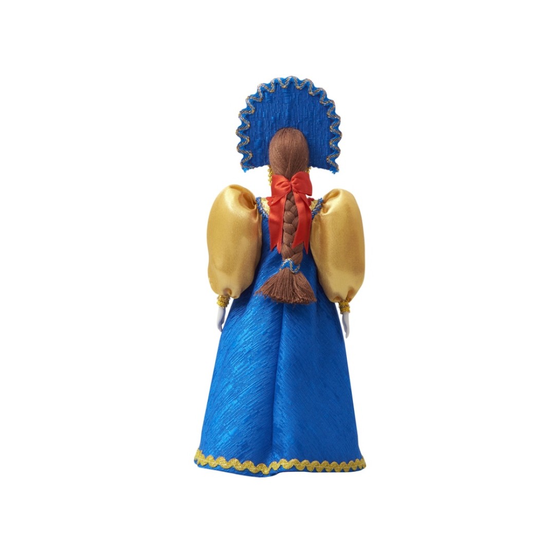 Подарочный набор: кукла фарфоровая, чай "Малина с мятой", синий