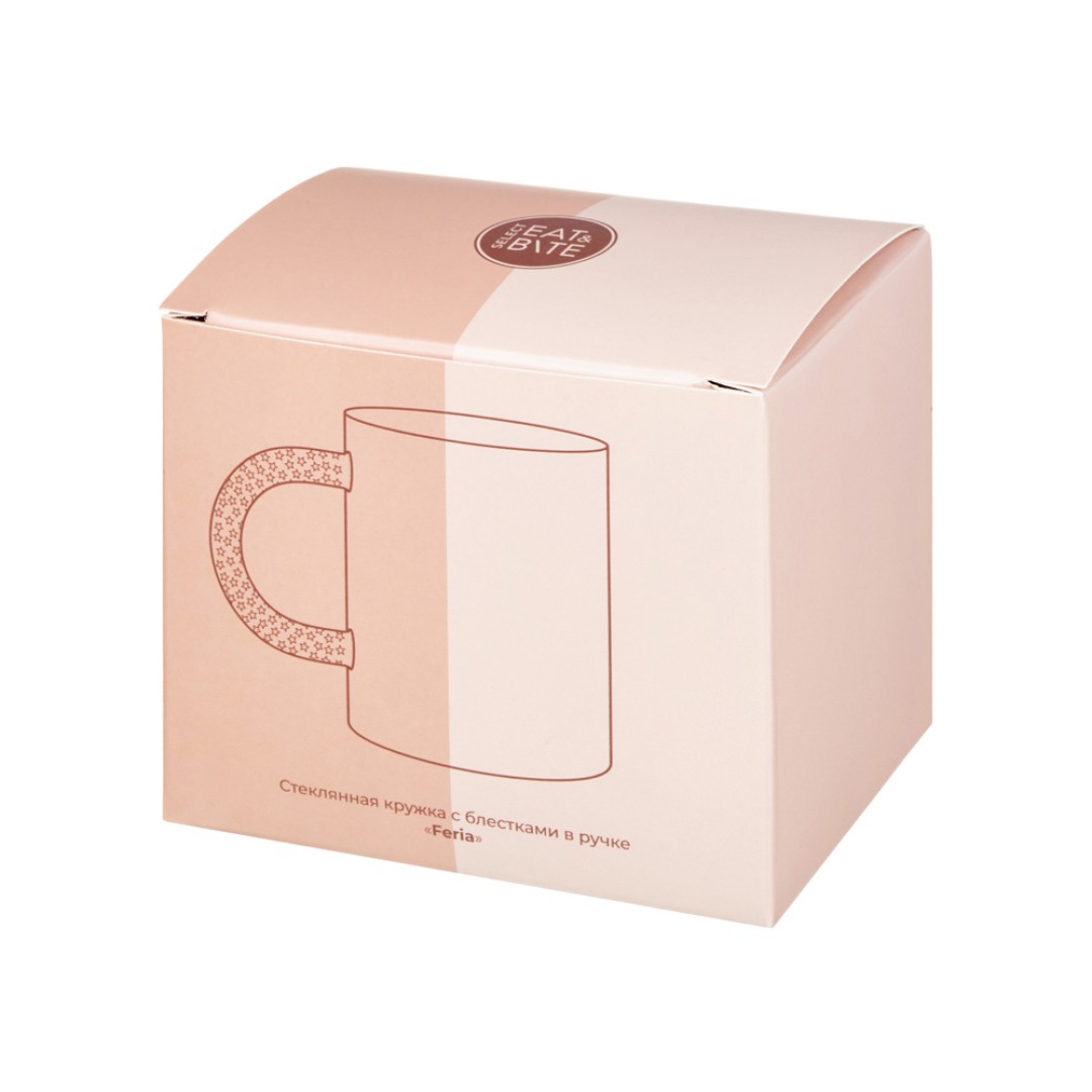 Стеклянная кружка с блестками в ручке "Feria"