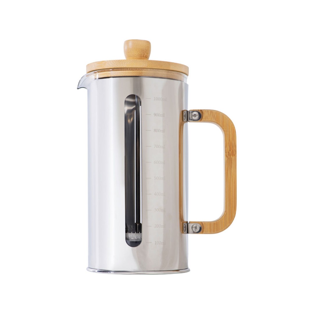 Френч-пресс в стальном корпусе и ручкой из бамбука «Coffee break», 1000 мл (Р)