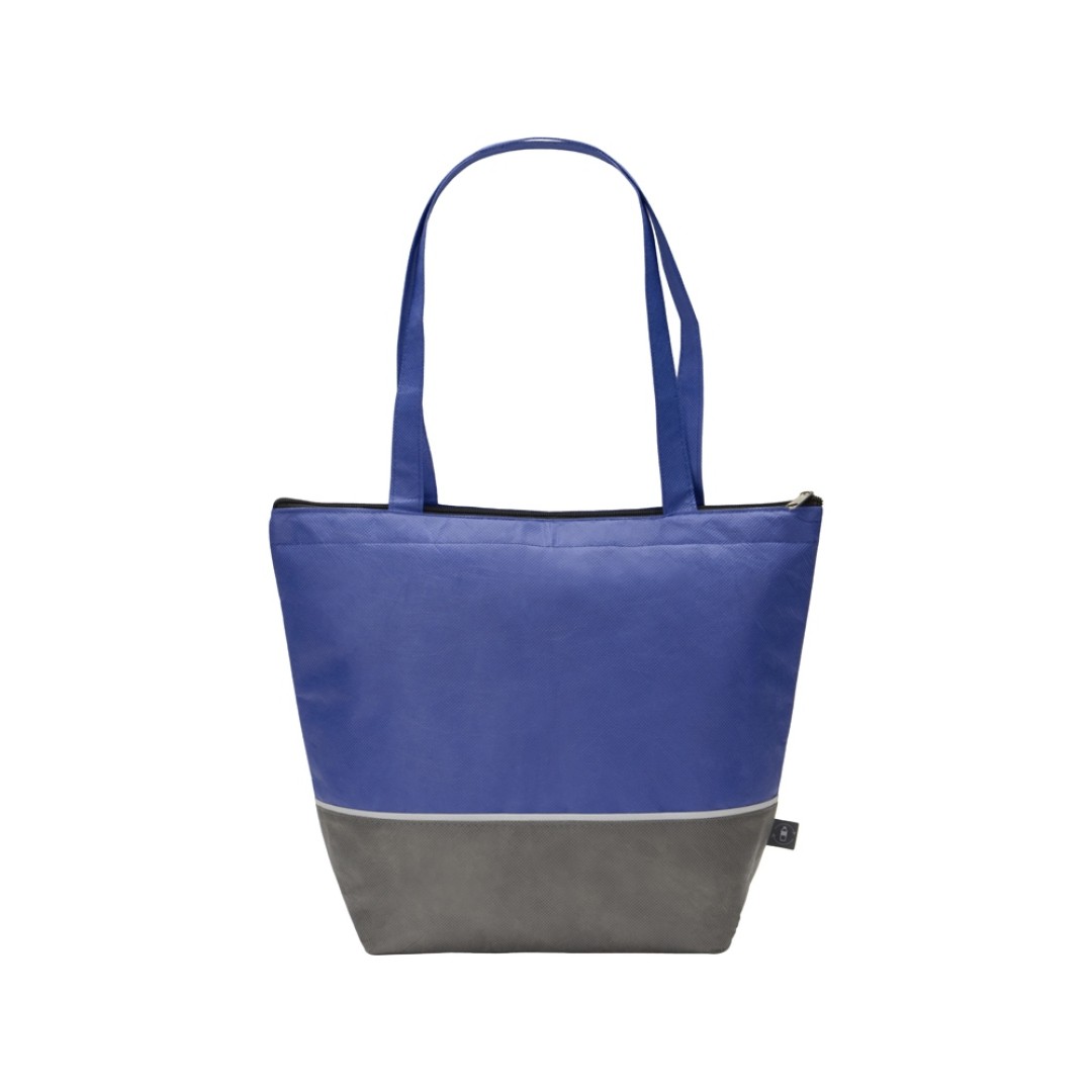 Сумка-холодильник Reviver с длинными ручками из нетканого переработанного материала RPET, синий/серы (Р)