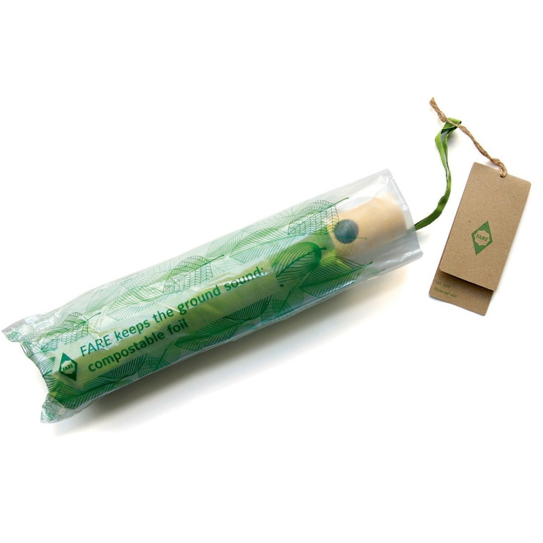 Зонт складной 5429 koBrella из бамбука, полуавтомат, лайм