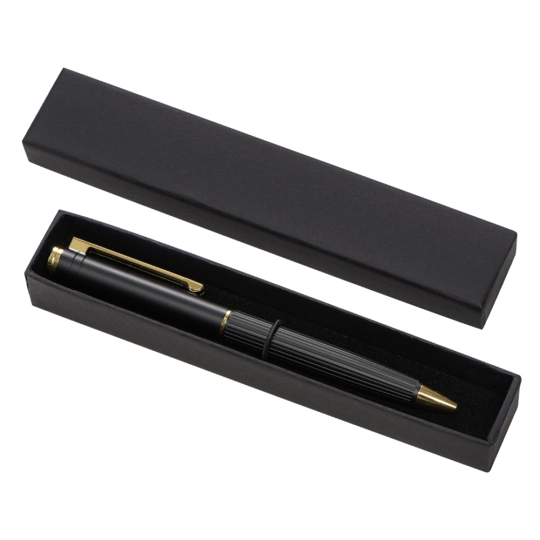 Шариковая металлическая ручка с золотистым слоем "Monarch Gold", черная