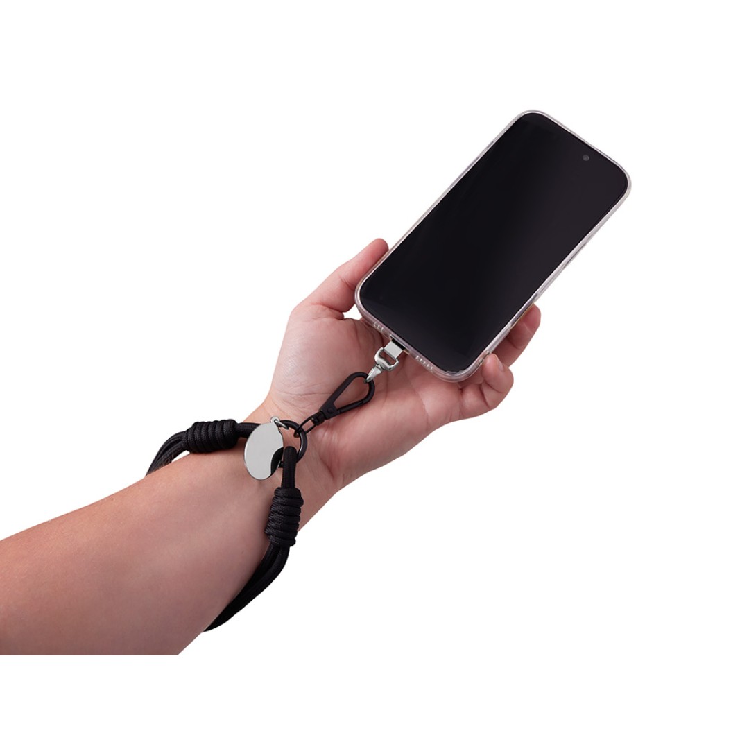 Брелок-браслет "Bohemian" c металлическим держателем для телефона, черный