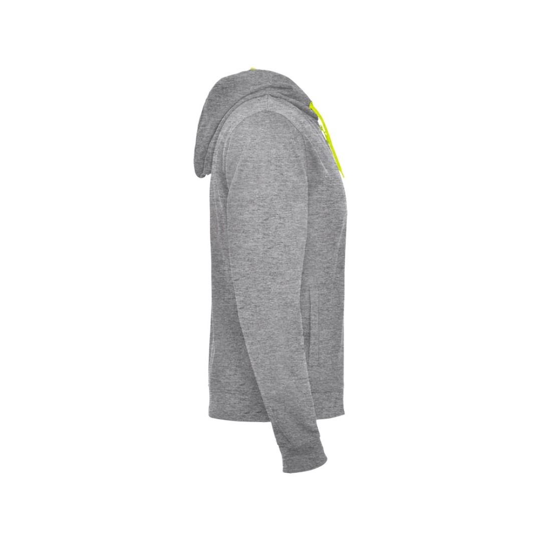 Толстовка на молнии "Fuji", серый меланж/неоновый желтый