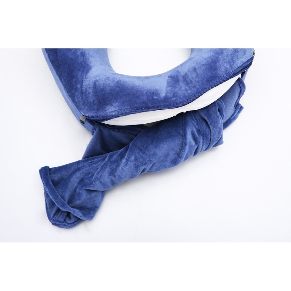 Подушка для путешествий с эффектом памяти, с капюшоном "Hooded Tranquility Pillow", синий