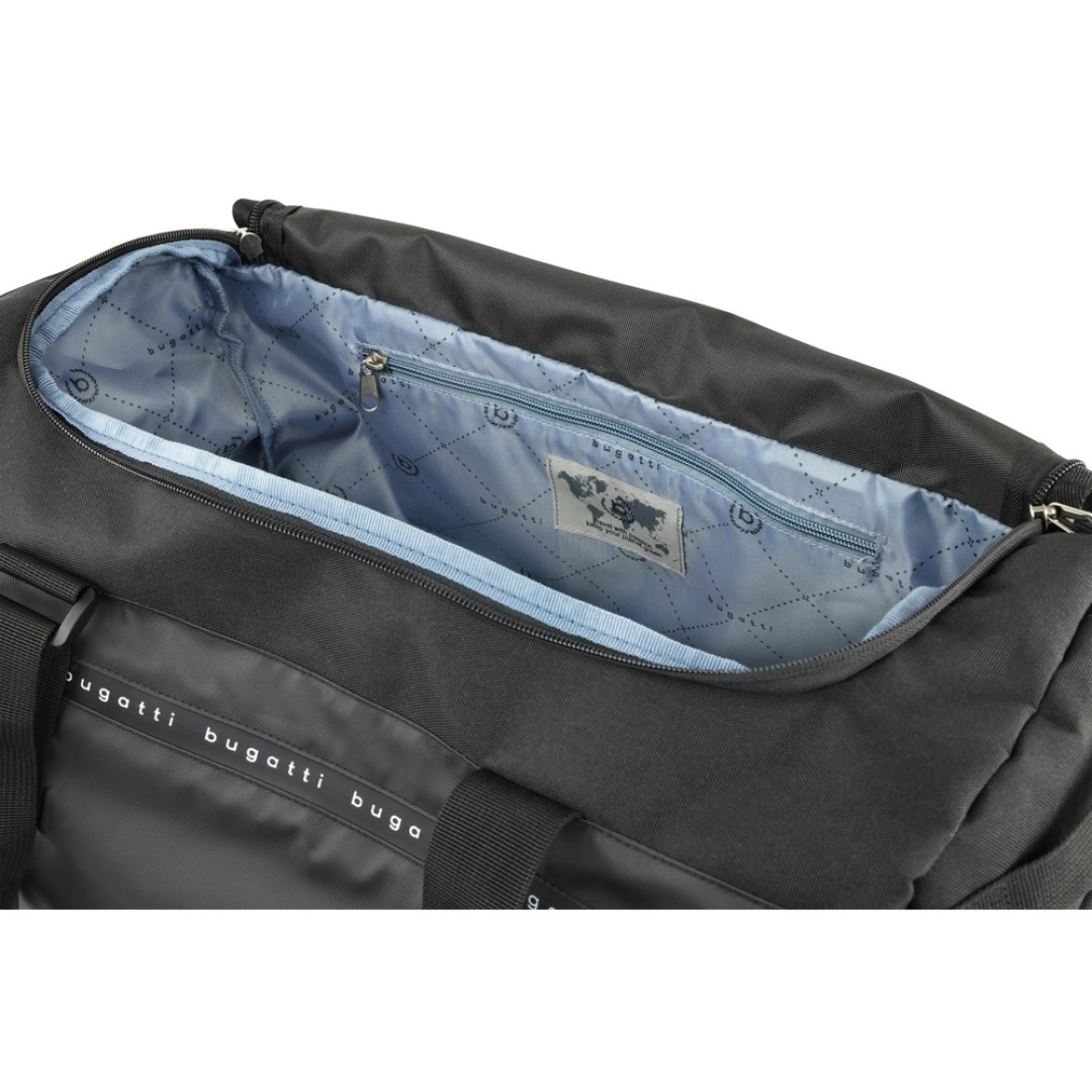 Сумка спортивная BUGATTI Blanc Delight, чёрная, нейлон RPET600D/тарпаулин/полиэстер, 47х23х28 см