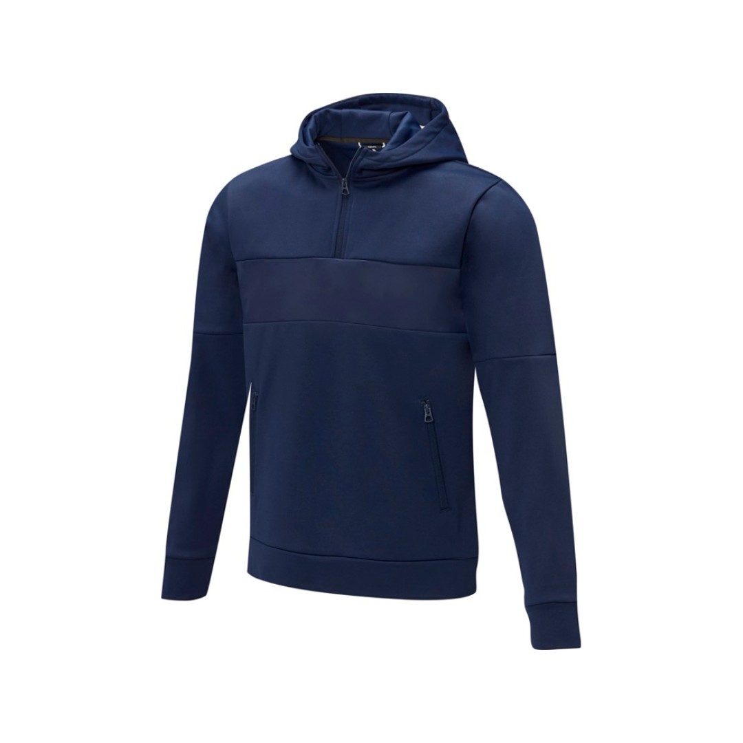 Мужской свитер анорак Sayan на молнии на половину длины с капюшоном, темно-синий
