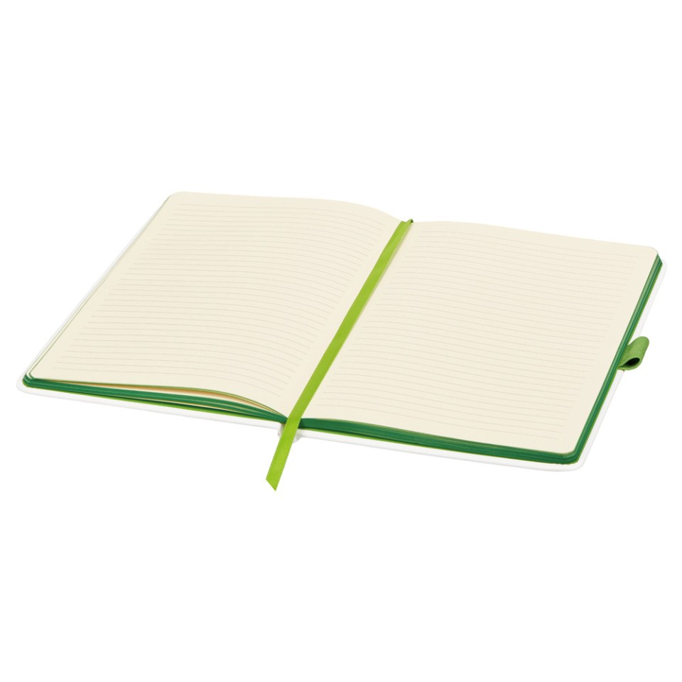 Блокнот "ColorNote White", твердая обложка A5, 80 листов, белый и зеленое яблоко