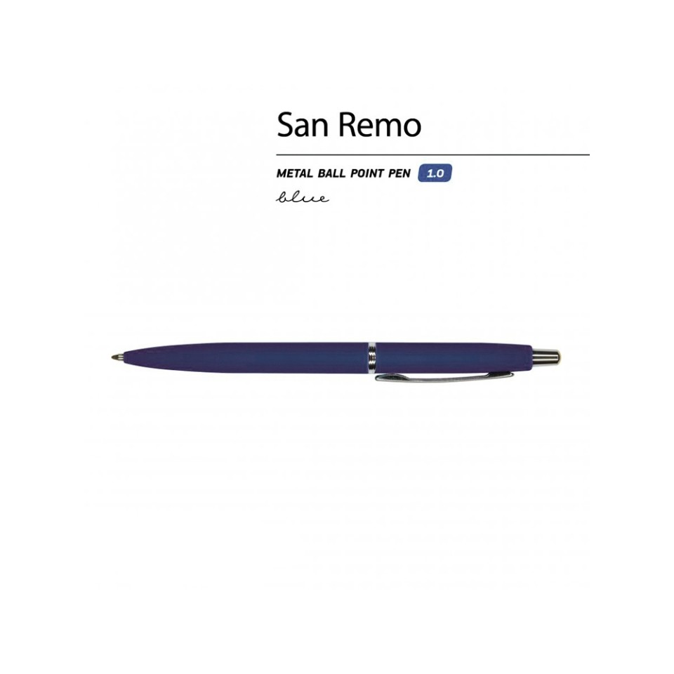 Ручка металлическая шариковая «San Remo», 1,0мм, синие чернила, ярко-синий