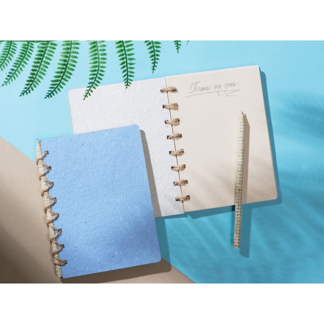 Живой блокнот с семенами цветов, А6, синий