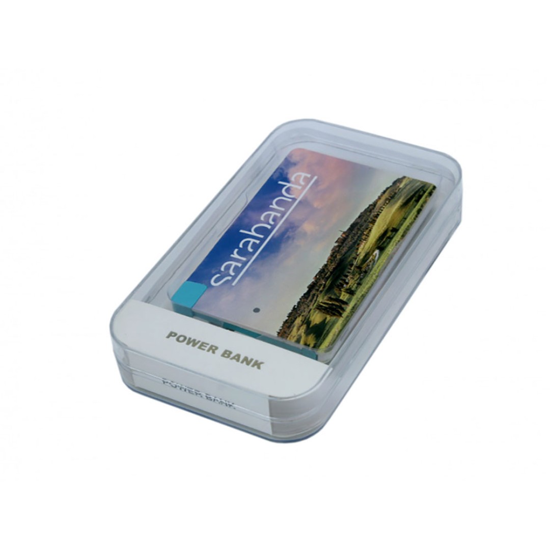 Универсальное зарядное устройство Credit _card1_power_bank  под нанесение логотипа  в виде кредитной карты, толщина всего 7,5 . 2500MAH. Синий
