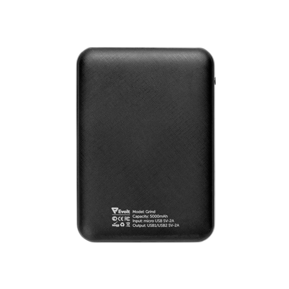 Портативное зарядное устройство"Grind", 5000 mAh, черный