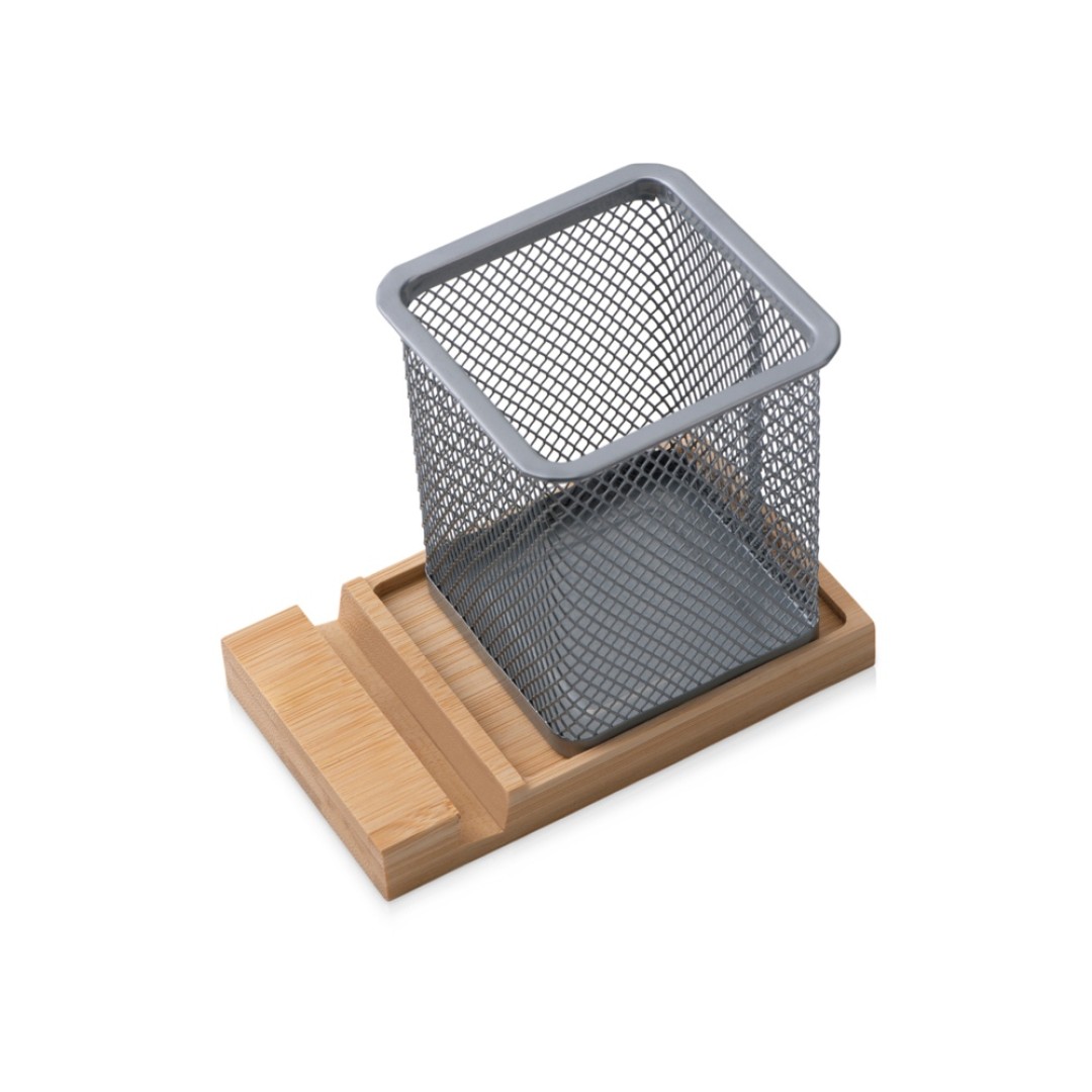 Подставка для ручек и телефона "Fika", натуральный/серый