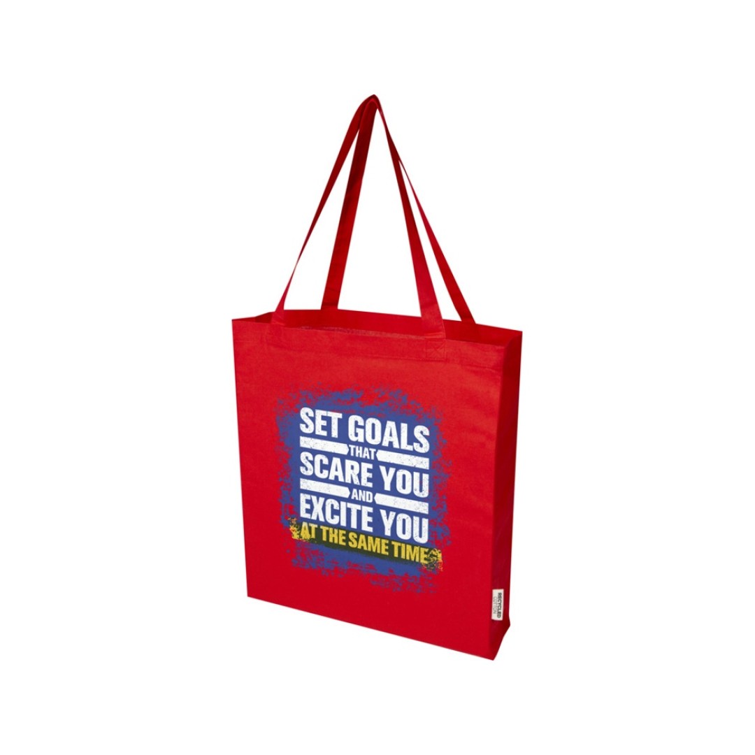 Madras эко- сумка с ластовицей из переработанного хлопка, сертифицированного согласно GRS, плотностью 140 г/м2 - Красный